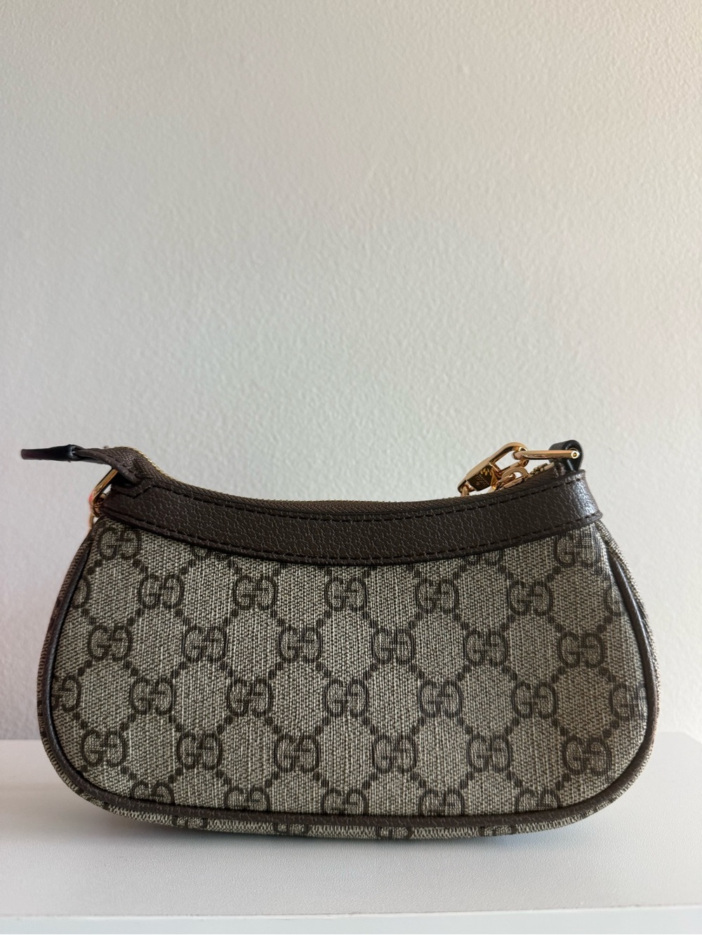 Gucci GG Canvas and Leather Mini Ophidia Shoulder Bag in Brown - Picture 2 of 3